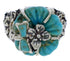 Turquoise Flower Dragonfly Sterling Silver Ring Size 4-3/4 EX23317